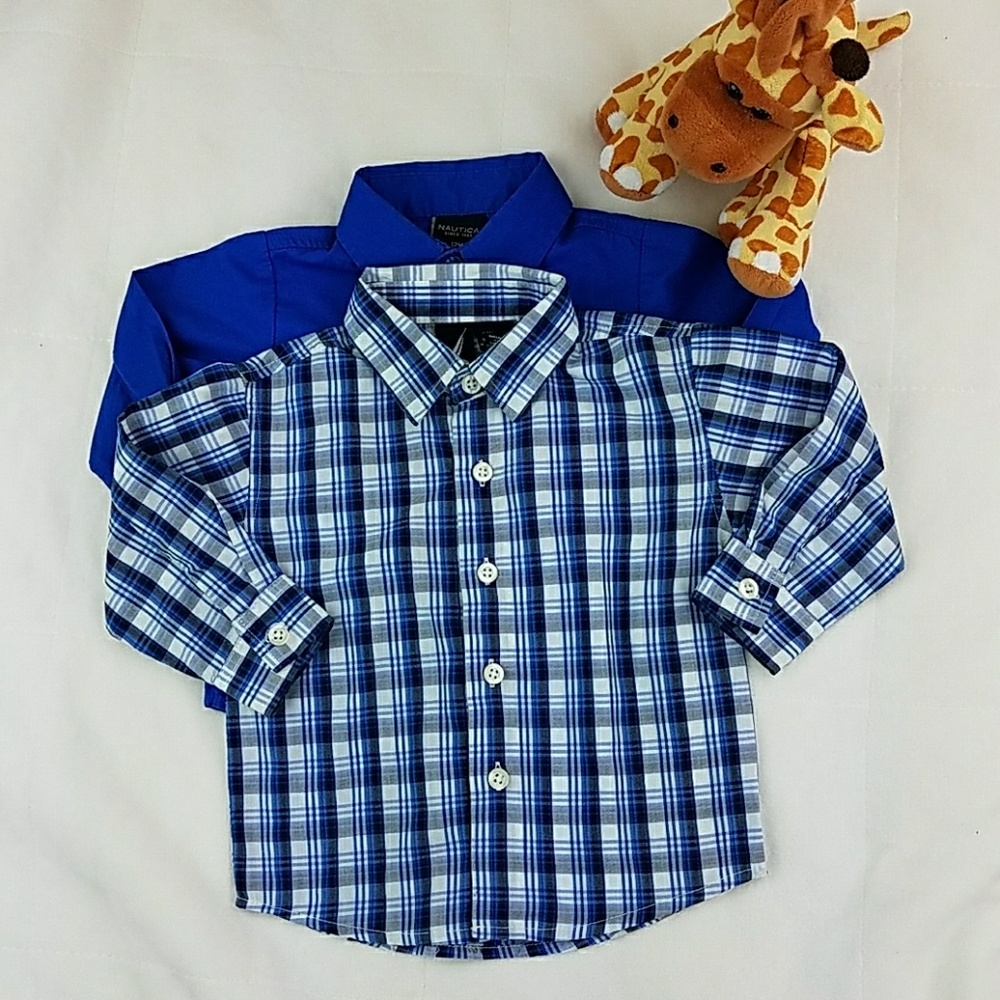 HP! 💕 Bundle Nautica Dress Shirts Plaid & blue